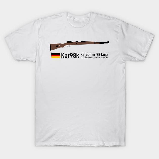 Kar98k Karabiner 98 kurz 1935 German standard service rifle historical German weapon black. T-Shirt by FOGSJ